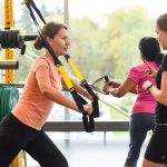 Woman using an exercise machine in the Active Living Centre