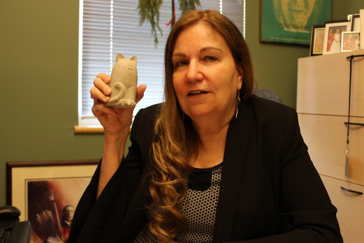 Louise Olson, Access instructor, with a token of appreciation.