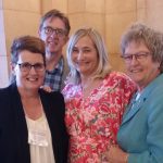 Kathleen Legris (left to right), Michael Atkinson, Maureen Mancuso, and Bonnie Patterson get ready for SUAC 2018.