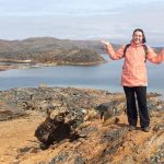 Amy Brown on the job in Katannilik Territorial Park in Nunavut. v