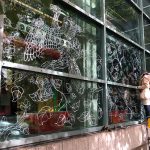 Decorating U of M windows with window decals and liquid chalk to protect birds in areas identified as high risk.