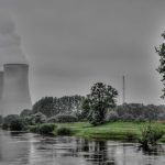 Nuclear power plant near trees