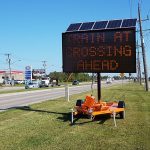 TRAINFO sign on northbound Waverley in Winnipeg.