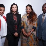 Nahlah Ayed (second from left) with previous prize recipients (l-r) Maryam Al-Azazi (2017), Anamika Anwesha (2018) and Dr. Peter Karari (2010). // Photo by Mike Latschislaw