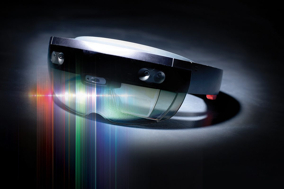 The Microsoft Hololens used in Pourang Irani’s lab for creating mixed reality interfaces for ubiquitous analytics. // Photo: Mike Latschislaw