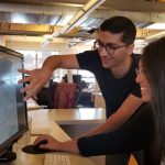 Jessica Miranda, Faculty of Architecture Co-op Student, collaborating with her supervisor during her job placement at Urban Strategies Inc.