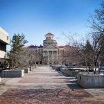 Next to UMSU University Centre, looking east towards UM Admin building on Fort Garry campus.