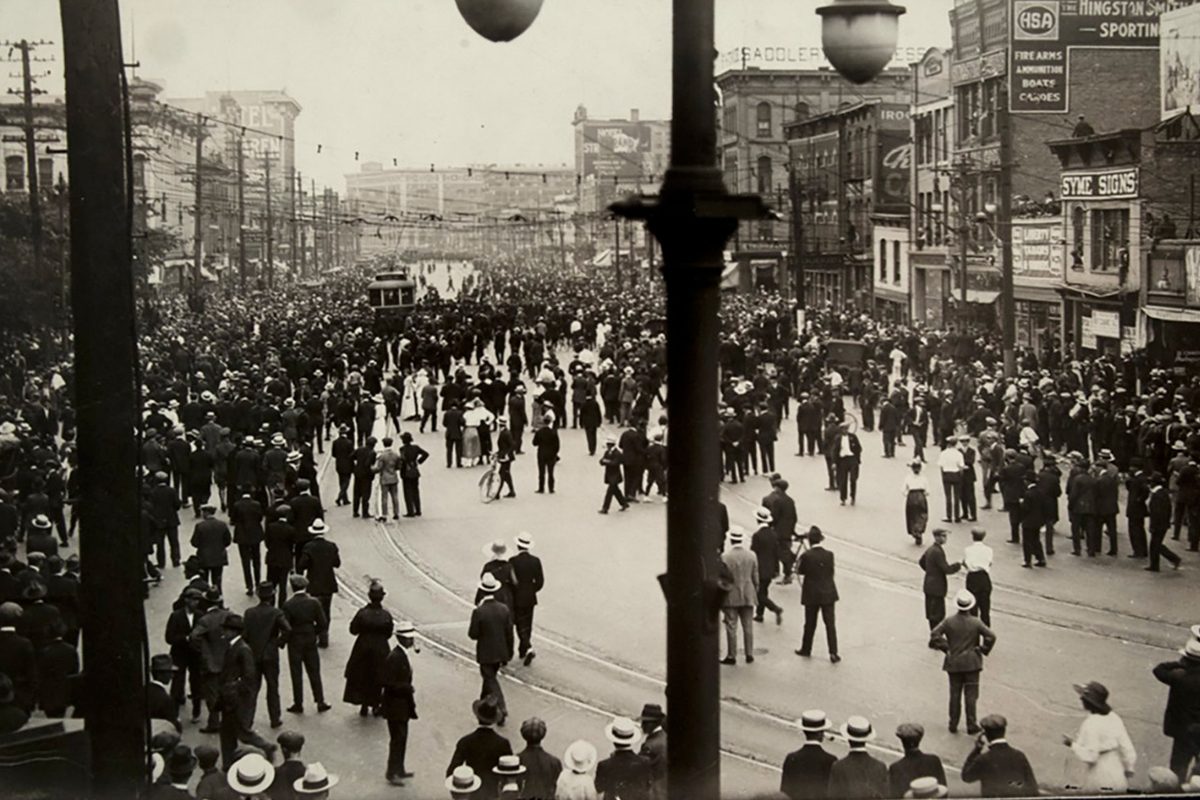 Photo of Main Street in Winnipeg on June 21, 1919 from the Eva Stewart collection with Archives of Manitoba. // Image from Archives of Manitoba/Twitter