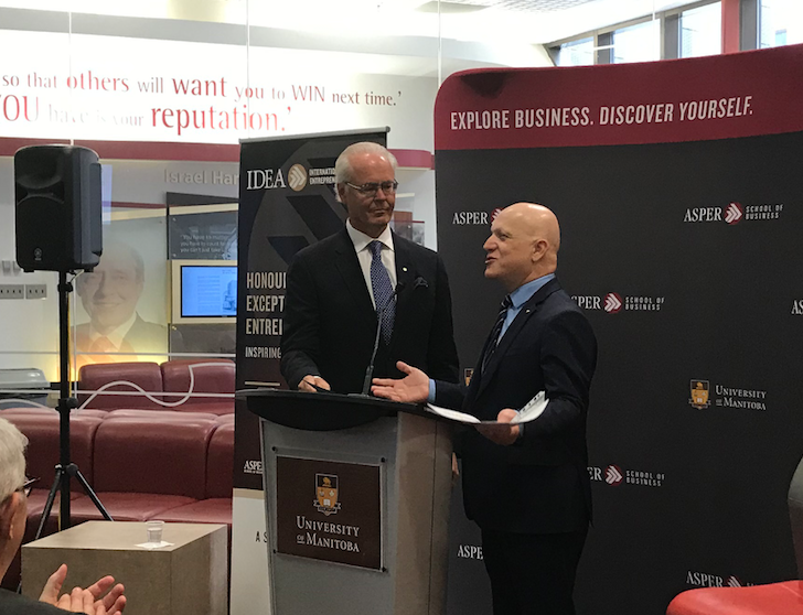 Dr. Hartley T. Richardson with Dr. Gady Jacoby, dean, I.H. Asper School of Business