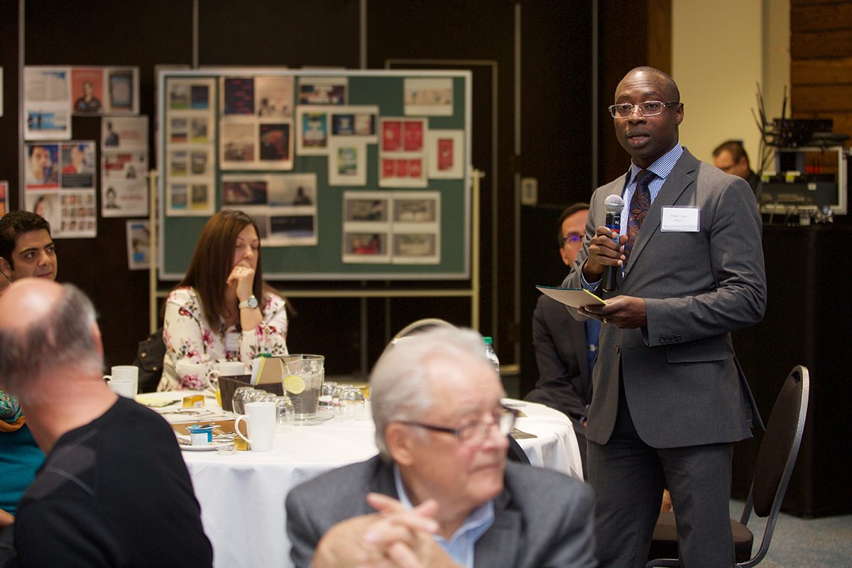 Alumnus Fiogho Tonwe [MBA/17] speaks at a brand focus group session.