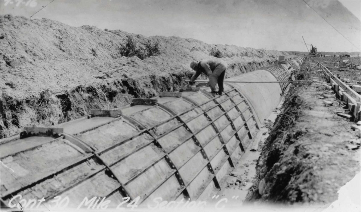 A photo from circa 1916-17 showing the construction of the aqueduct that brought Shoal Lake water to Winnipeg. (Supplied photo)