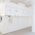 Gedi Sibony’s 'The King and the Corpse 2018.' Portable porcelain-steel façade, steel, bolts, screws, wood, c-clamps. Image courtesty of the artist and Green Naftali.