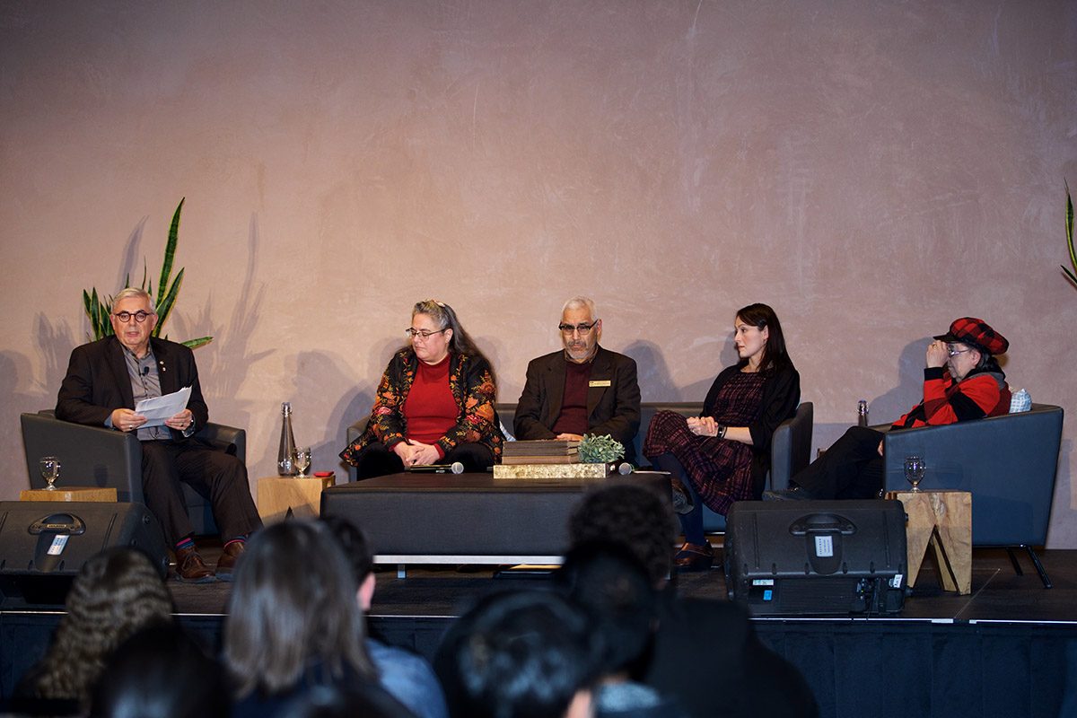 President David Barnard sits with Visionary Conversations panelists.
