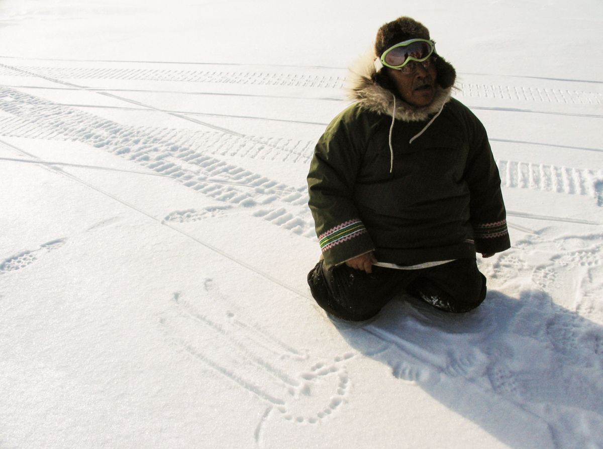 Barthelemy Nirlungayuk from Kuugaaruk, Nunavut explaining that there is a fish weir