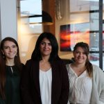 Somia (B.Env.Sc Honours Co-op) is in the middle with Eden Klein (B.Env.Sc. Honours Co-op) to her right and Josie Cooke (B.Env.St. Major Co-op) to her left.