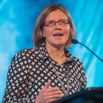 CEOS Assistant Professor Dr. Zou Zou Kuzyk speaking at the launch of the Integrated Regional Impact Study (IRIS) of the Hudson Bay Region // Photo: Sebastien Girard, ArcticNet