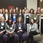 Photo of women judges with female law students at the 2020 Evening with Women Judges event