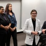 A group of aspiring entrepreneurs presenting at the ENTR Pitch Competition in Fall 2019.