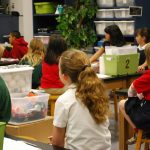Children sitting in a classroom.