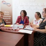 Michelle Driedger (community health sciences) with research partners at Manitoba Metis Federation, Georgina Liberty, Sheila Carter and Julianne Sanguins.