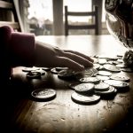 Canadian money on a table