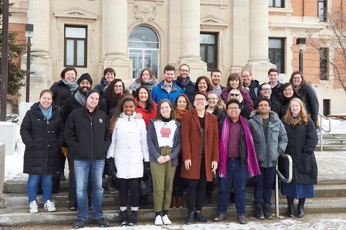 The Inaugural Cohort of the President's Student Leadership Program. This photo was taken prior to social distancing measures were in place.