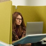 A student studying in isolation.