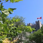 Top of Tier Building with Canadian flag blowing in the wind.