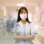 Hospital worker and COVID virus