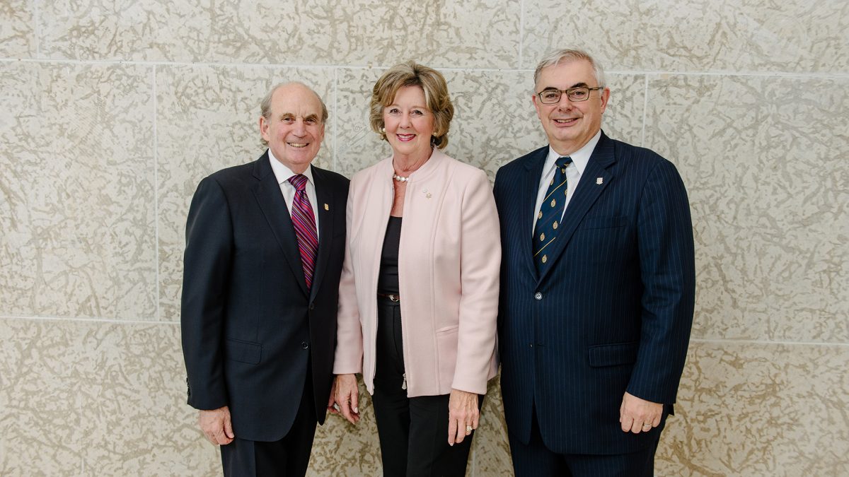 Harvey Secter, Janice Filmon, David Barnard pose together