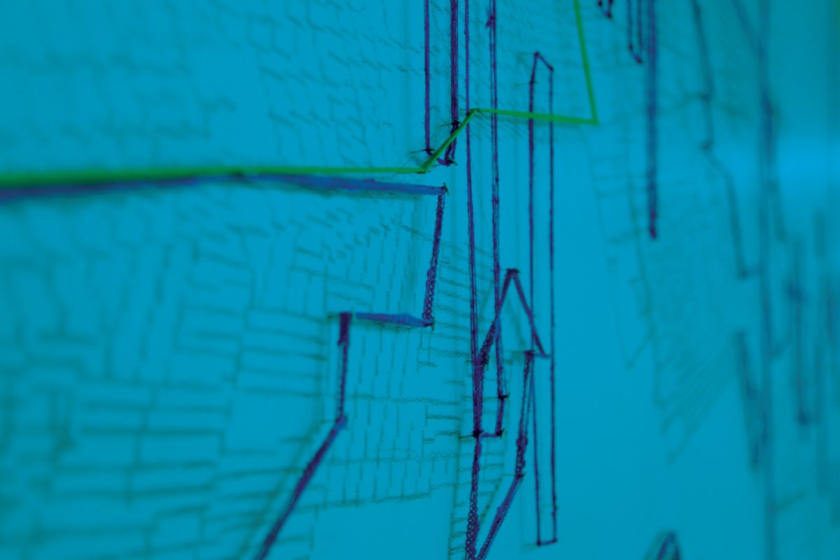 Public Design Unit (PDU), I am here: Mapping Detroit Water Shut-offs (detail), Projection Map Museum of Contemporary Art Detroit | Photo: PDU