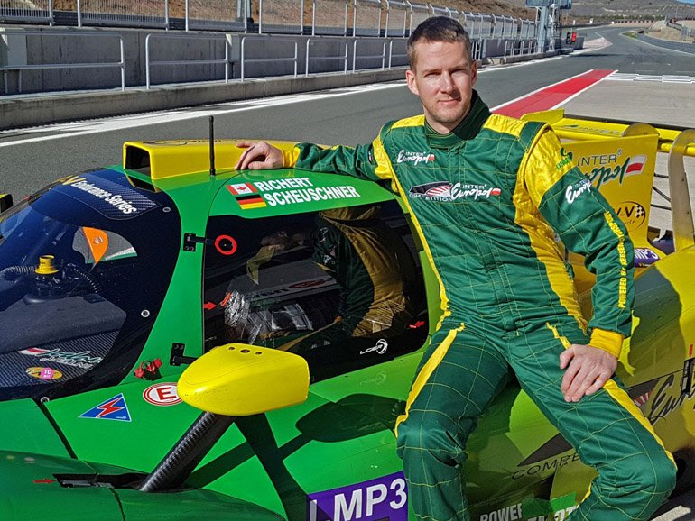 David Richert on his racing car