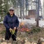 Loretta Caribou outside in winter
