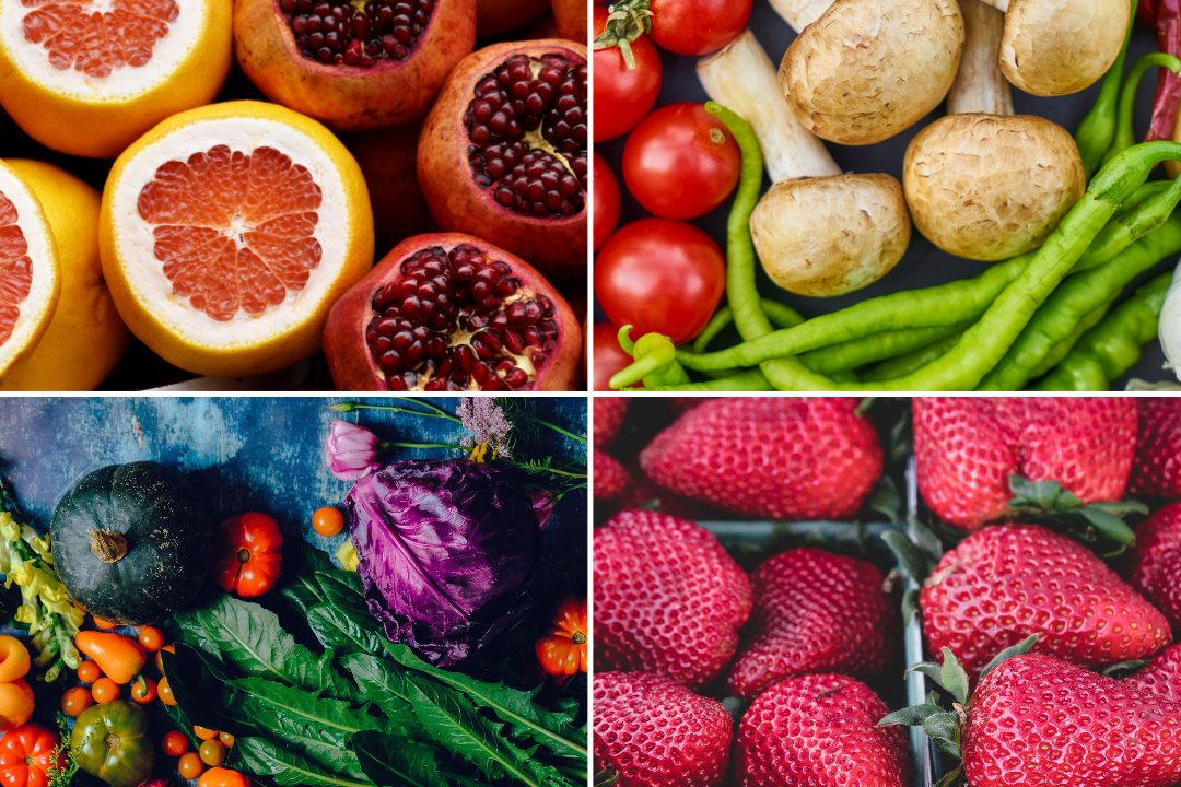 Array of vegetables and fruit