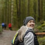 Smiling woman smiling and looking over her right shoulder by Alia Youssef from Noun Project