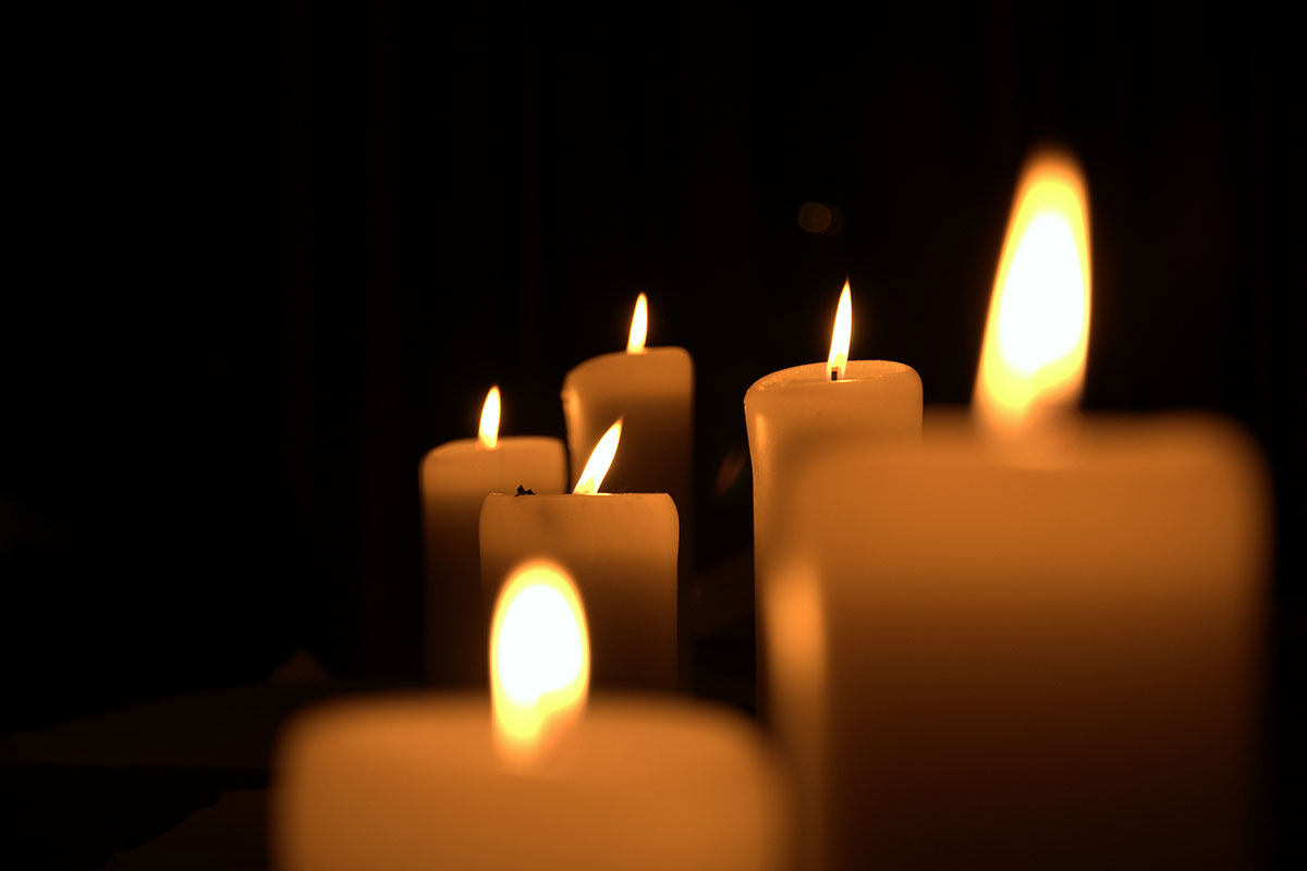 Candles lit for a memorial.