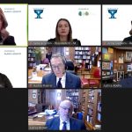 Gale Cup Moot Competition Screen shot featuring Robson Hall Team of Jannelle Gobin and Anna Siemens a