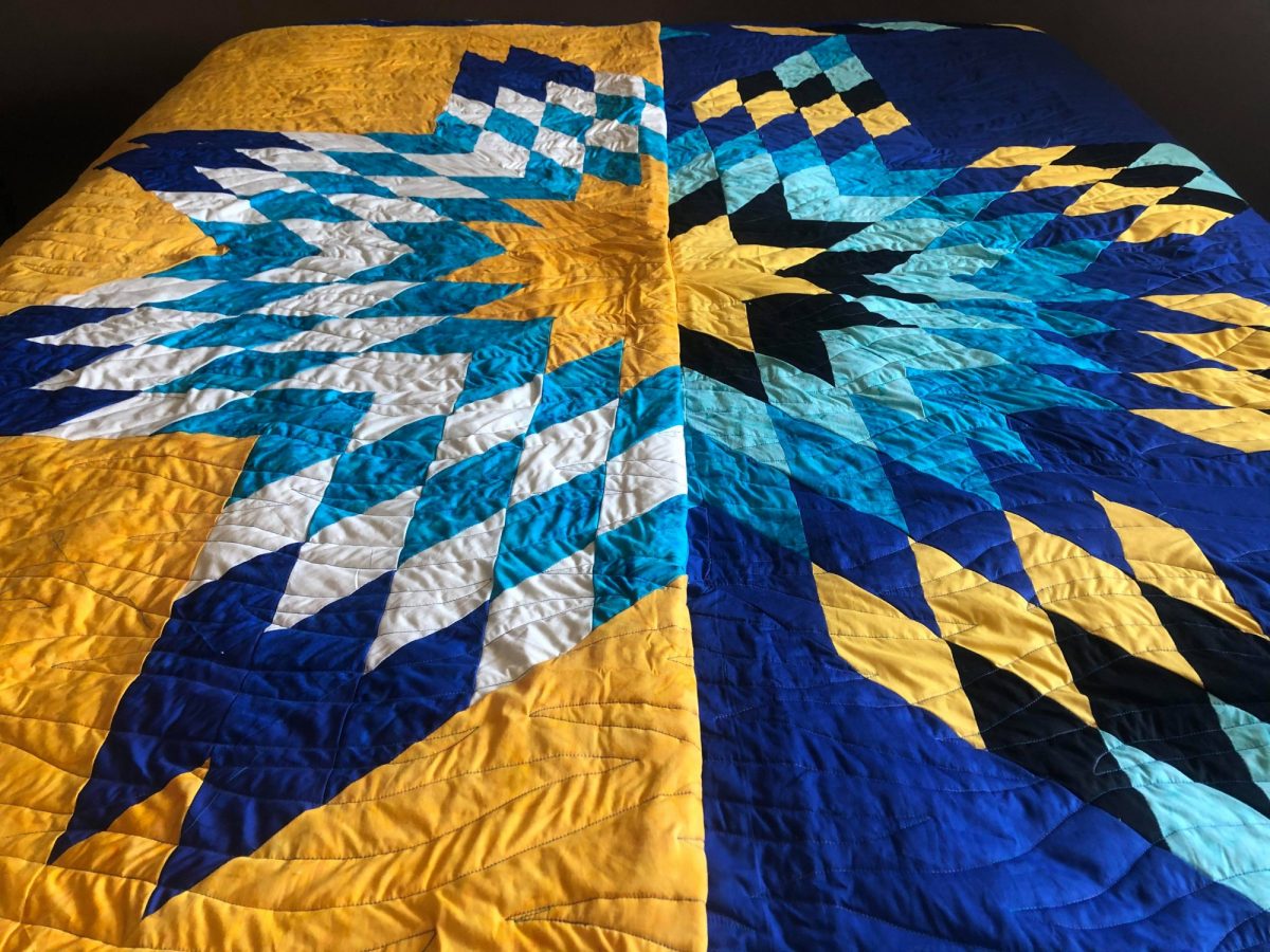 Yellow, blue and white star blankets