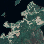 A satellite aerial view of Little Grand Rapids First Nation