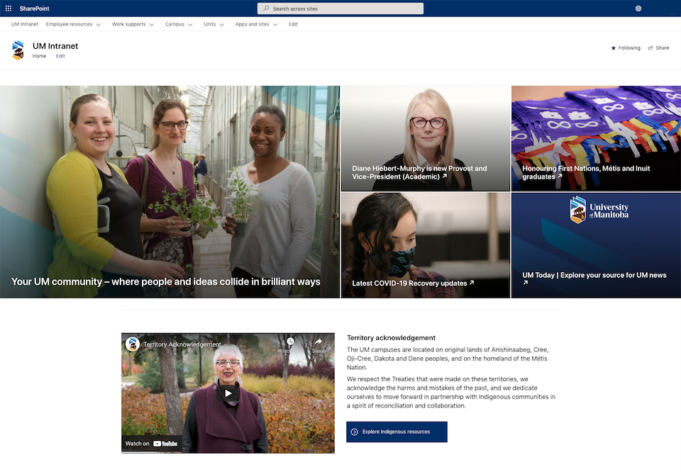 UM Intranet Home - May 6