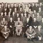 Black and white photo of the Faculty of Law graduating class of 1950.