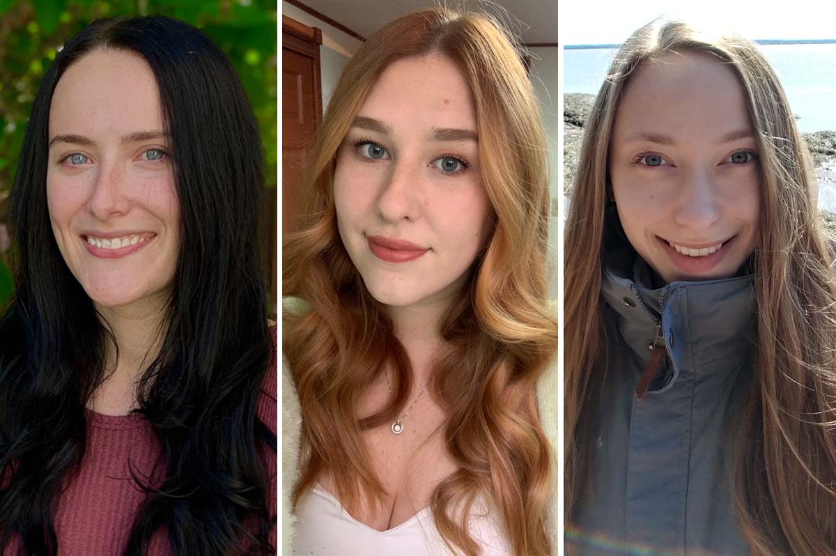 Occupational therapy students Kelsey Bertouille, Moneca Dunsford and Cassandra Roer.