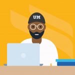 Illustration of student at computer