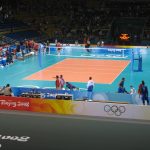 Beijing 2008 men’s volleyball prelims, showing what a live spectator sees.