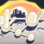 An illustration of a moon-base colony.