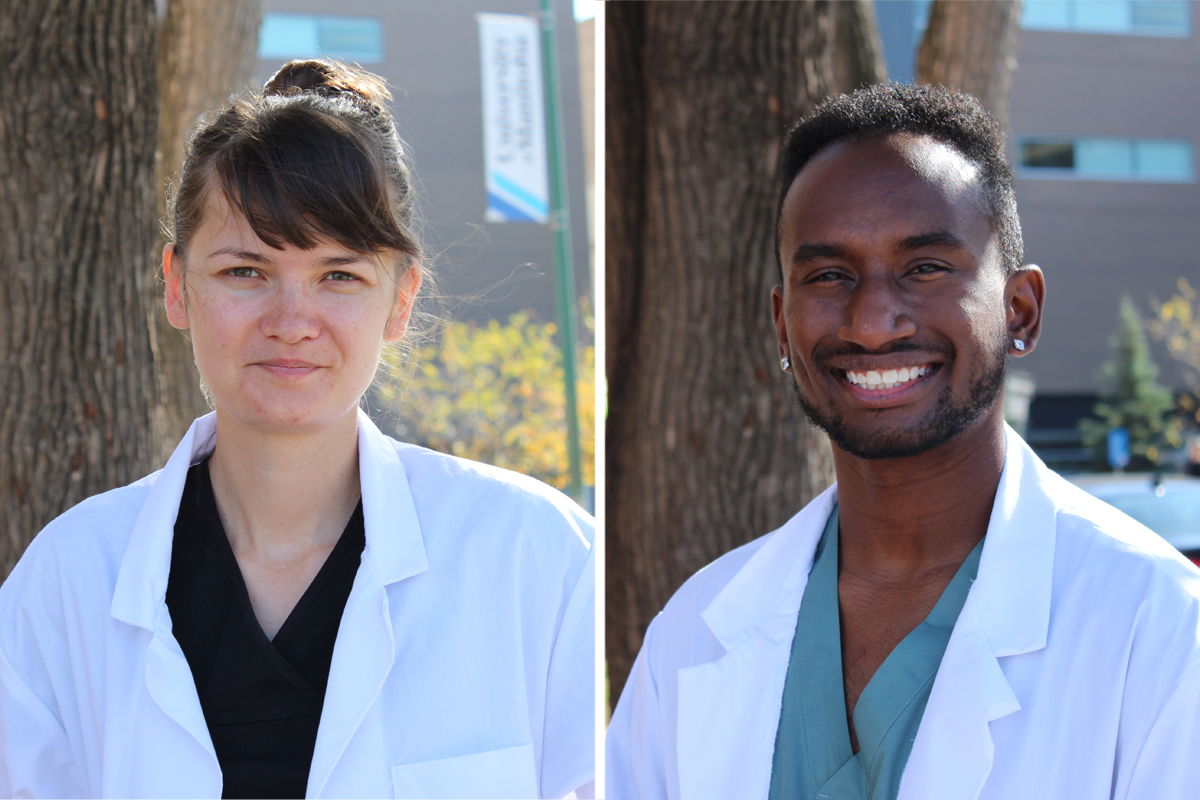 Headshot of Magda Szmurlo on left, headshot of Terrell Okotcha on right.