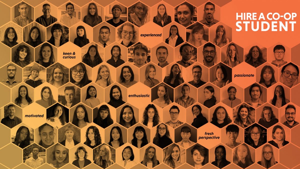 postcard image of coop student headshots