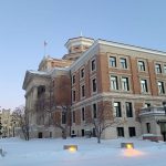 The Administration Building on Fort Garry campus in winter 2022.