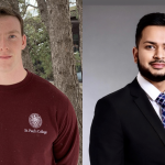 Two law students who have won awards in separate portrait photos put together