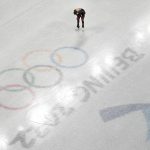 Fifteen-year-old Russian skater Kamila Valieva reacts after her routine in the women’s free skate program during the 2022 Winter Olympics. (AP Photo/Jeff Roberson)